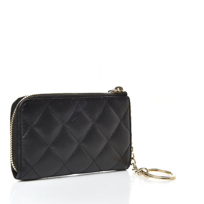Chanel Lambskin Quilted Key Holder Case Black 3 of 8