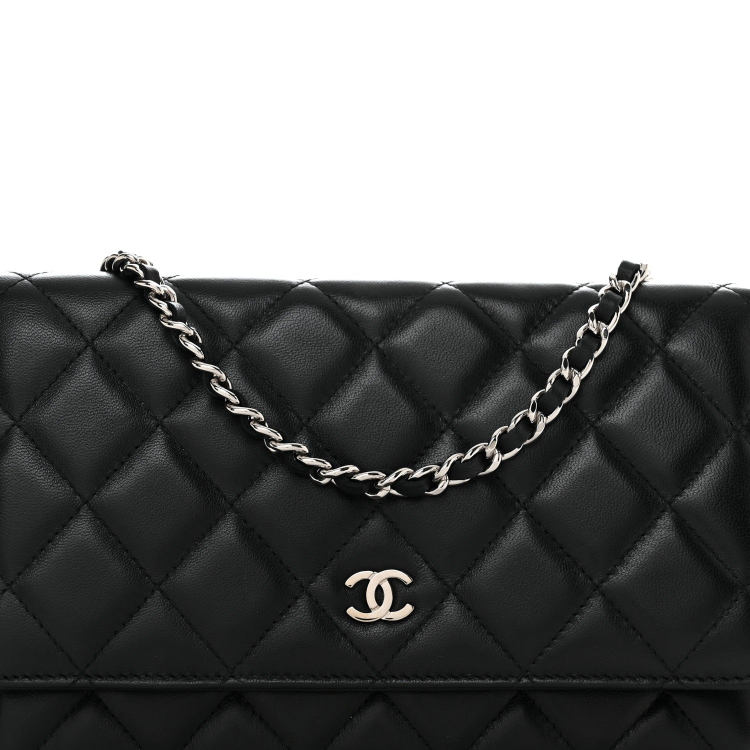 Chanel Lambskin Quilted Wallet On Chain WOC Black 8 of 10