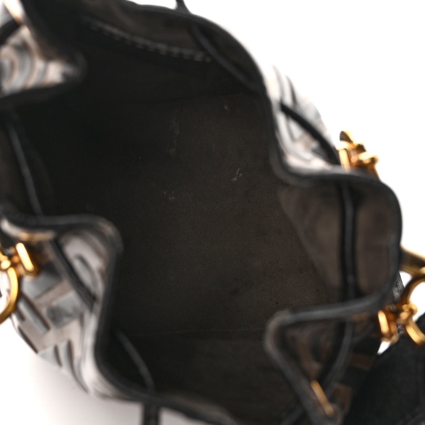 Vitello Liberty F is Fendi Bi-Color FF 1974 Embossed Mini Mon Tresor Bucket Bag Maya Black