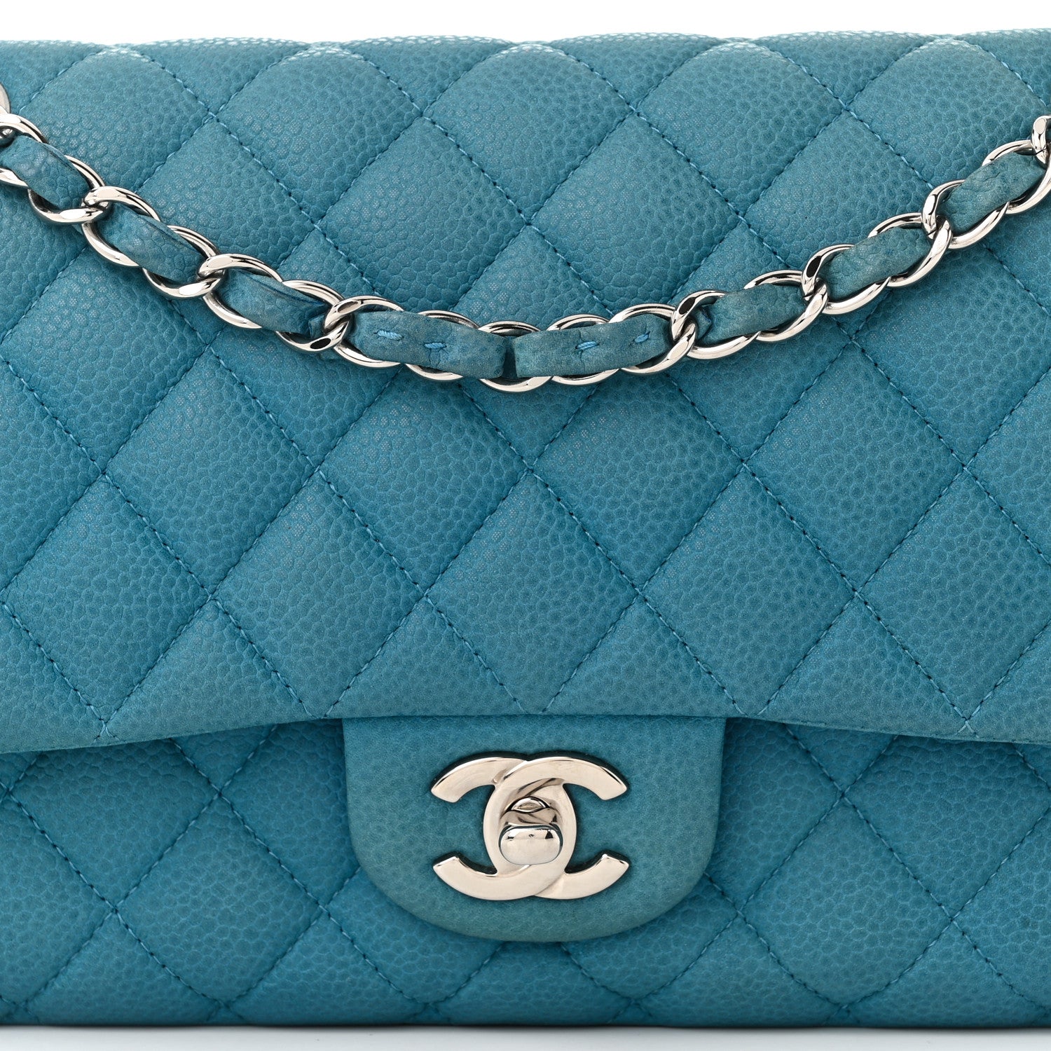 Chanel Iridescent Caviar Quilted Medium Double Flap Blue 8 of 11