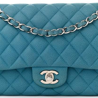 Chanel Iridescent Caviar Quilted Medium Double Flap Blue 8 of 11