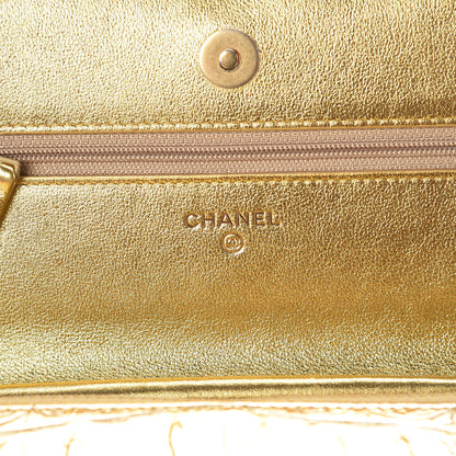 Chanel Metallic Calfskin Crocodile Embossed Cocodile Wallet On Chain WOC Gold 6 of 13