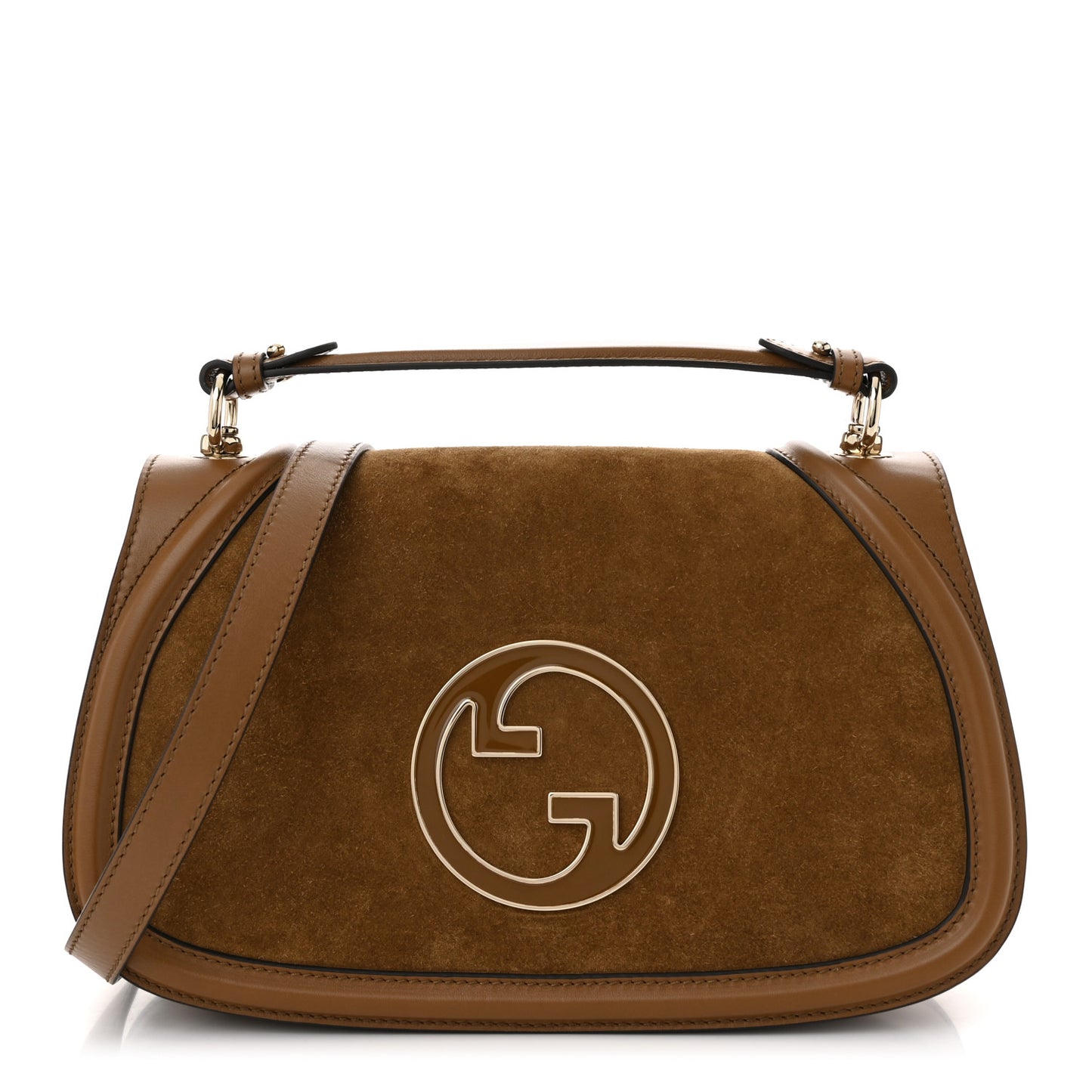 Suede Roxy Calfskin Large Blondie Top Handle Flap Bag Light Brown