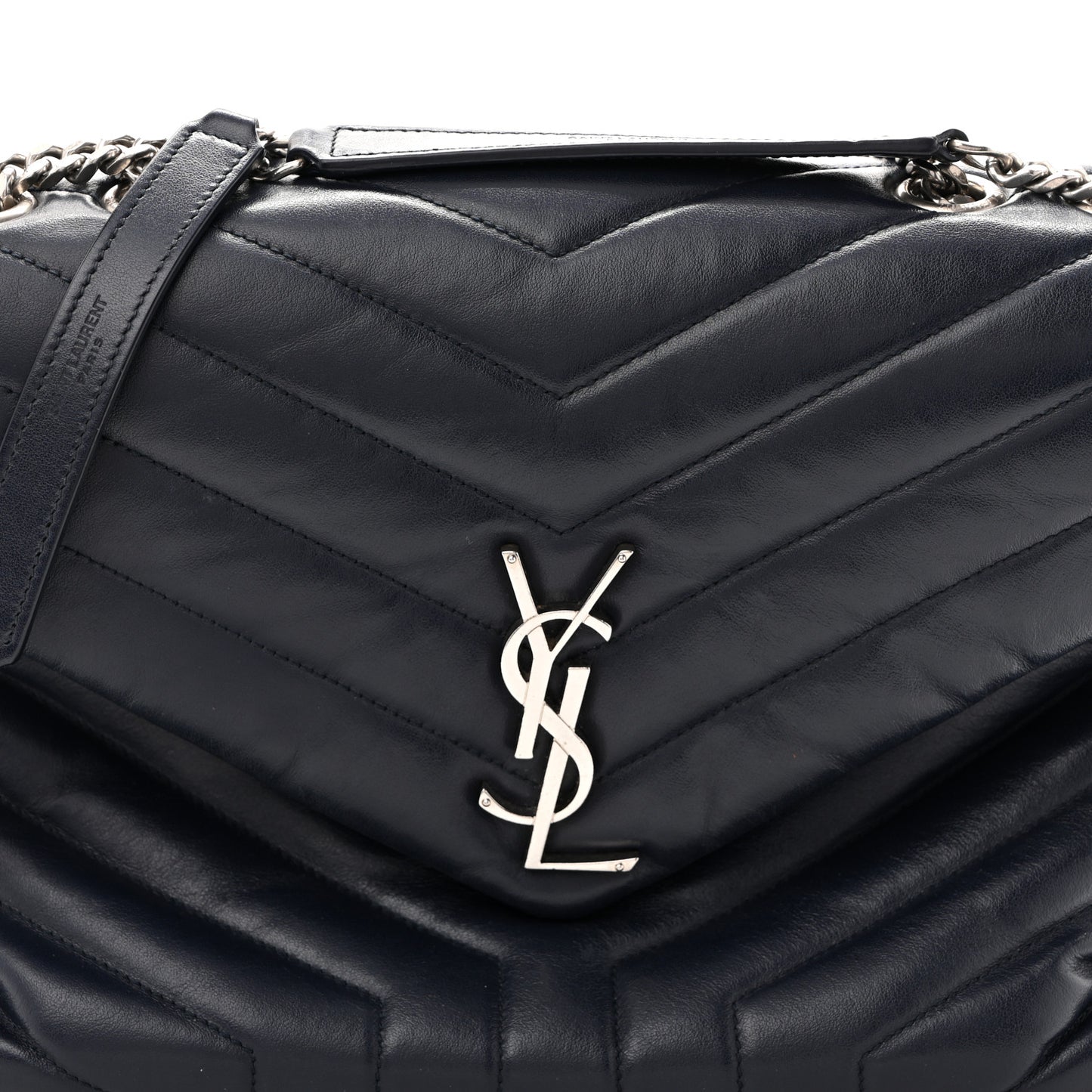 Calfskin Y Quilted Monogram Medium Loulou Chain Satchel Medium Blue