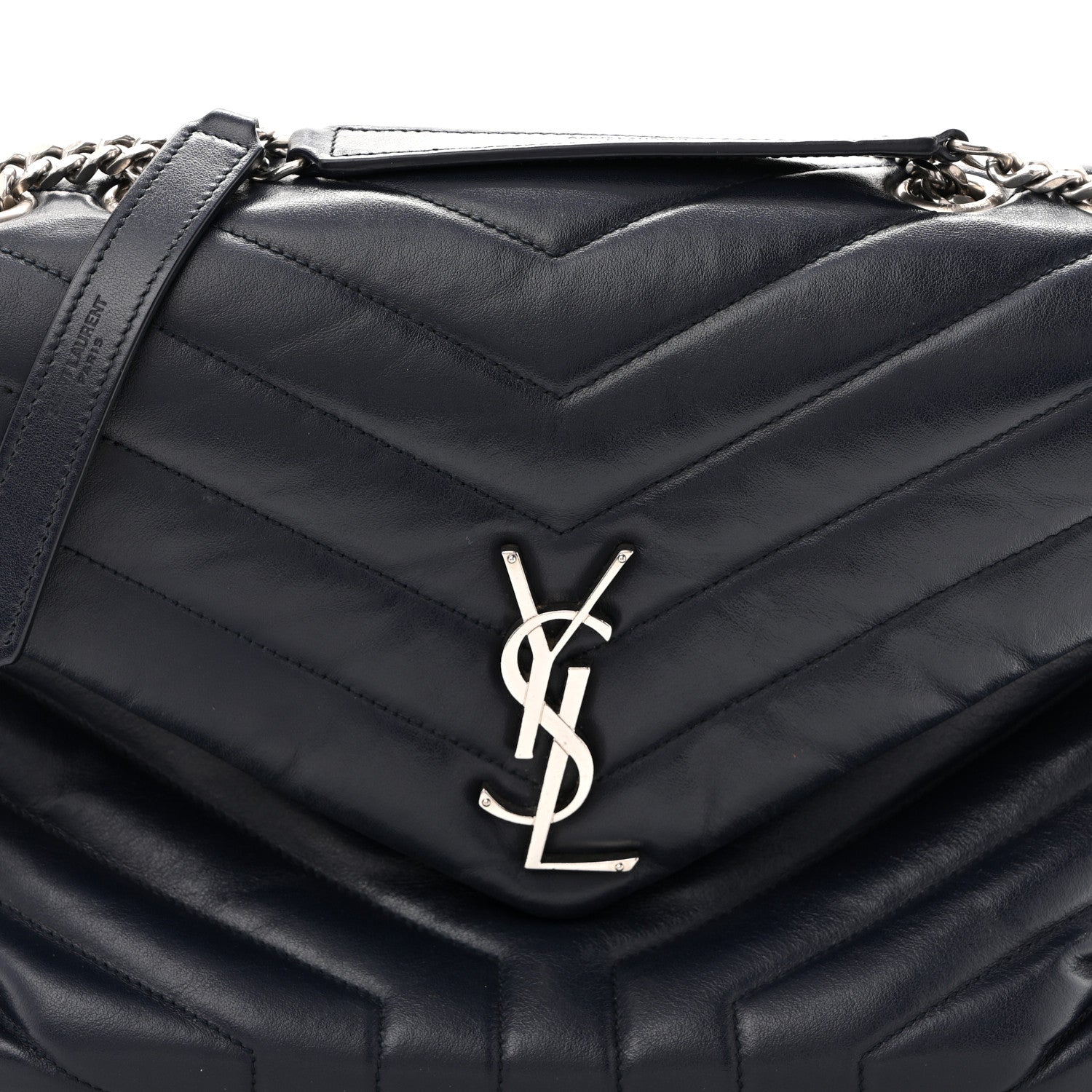 Saint Laurent Calfskin Y Quilted Monogram Medium Loulou Chain Satchel Medium Blue 8 of 14