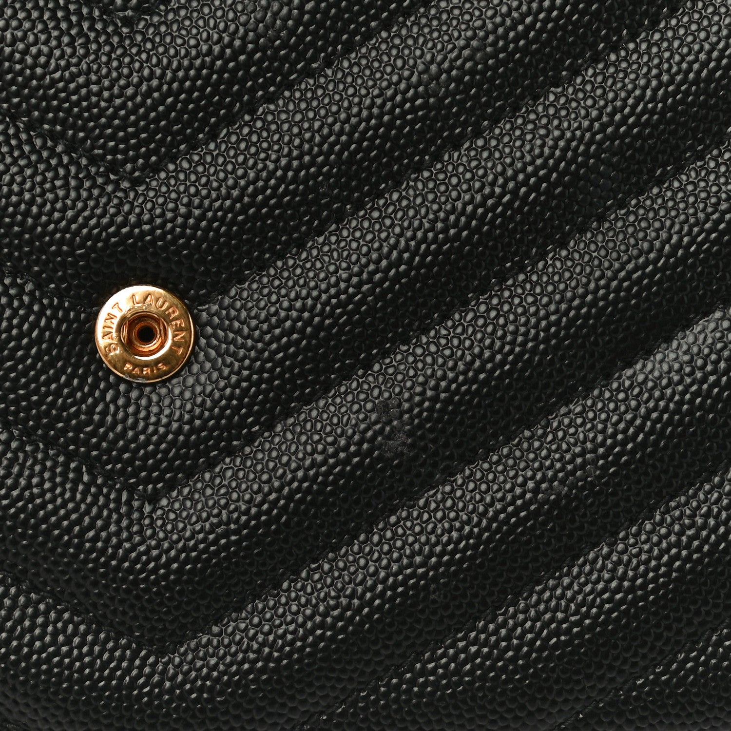 Saint Laurent Grain De Poudre Matelasse Chevron Monogram Chain Wallet Black 10 of 11
