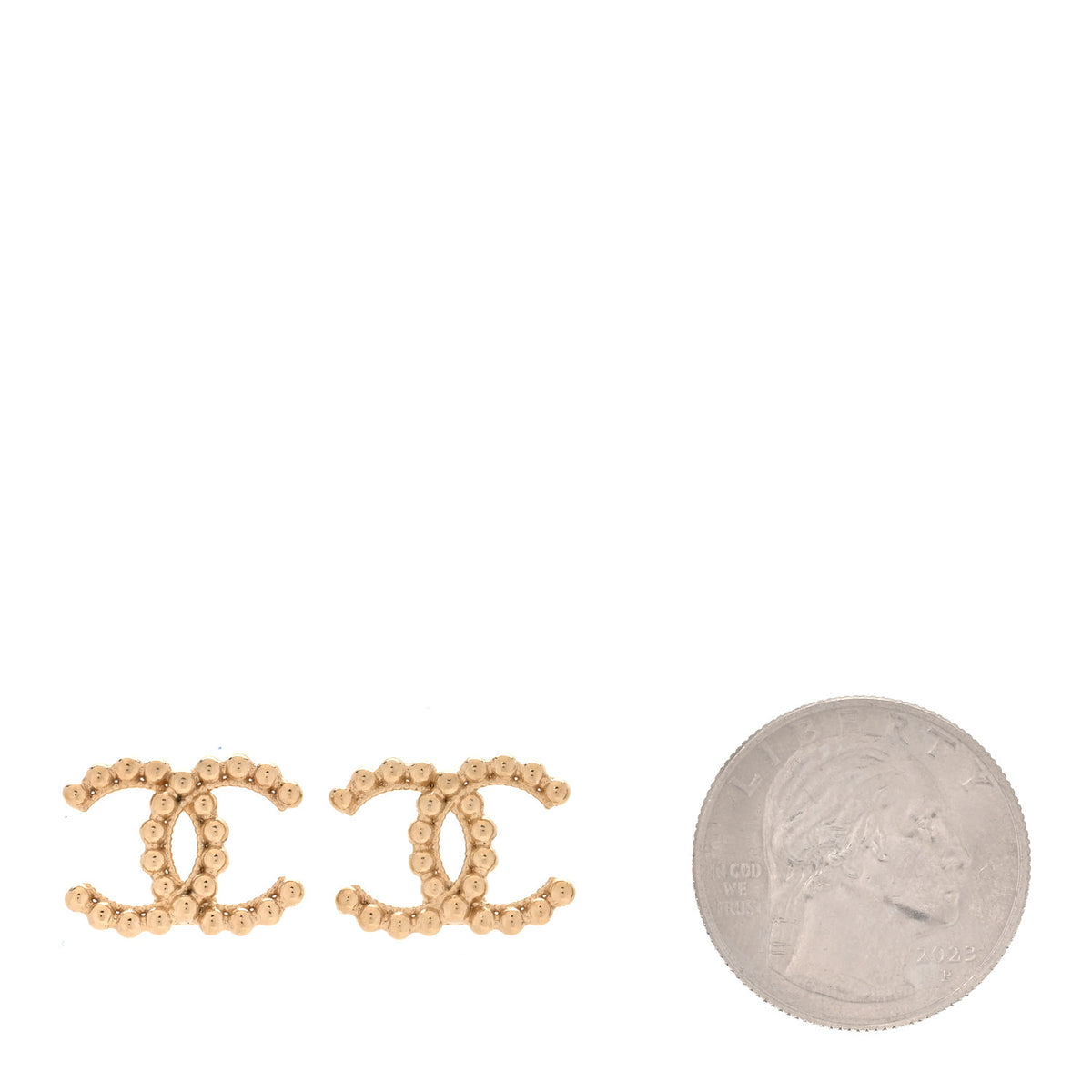 Chanel Metal Bead CC Earrings Gold 2 of 5