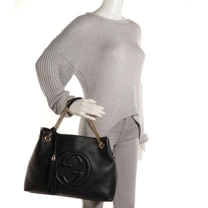 Gucci Pebbled Calfskin Medium Soho Chain Shoulder Bag Black 2 of 7