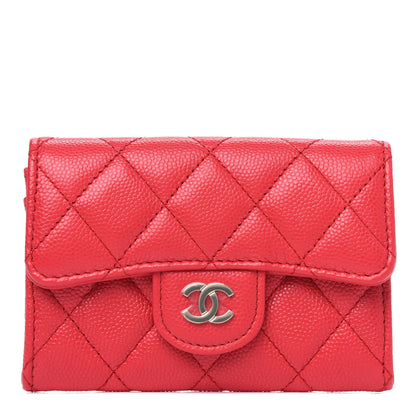 Chanel Caviar Quilted Flap Card Holder Wallet Red 1 of 4