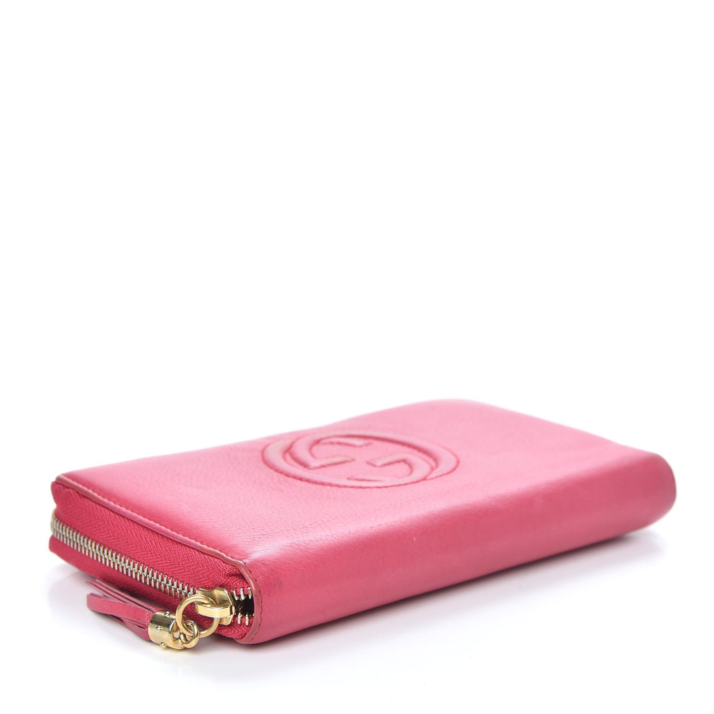 Pebbled Calfskin Soho Zip Around Wallet Red