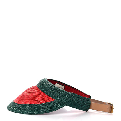 Gucci Raffia Web Visor M Green Red 4 of 11
