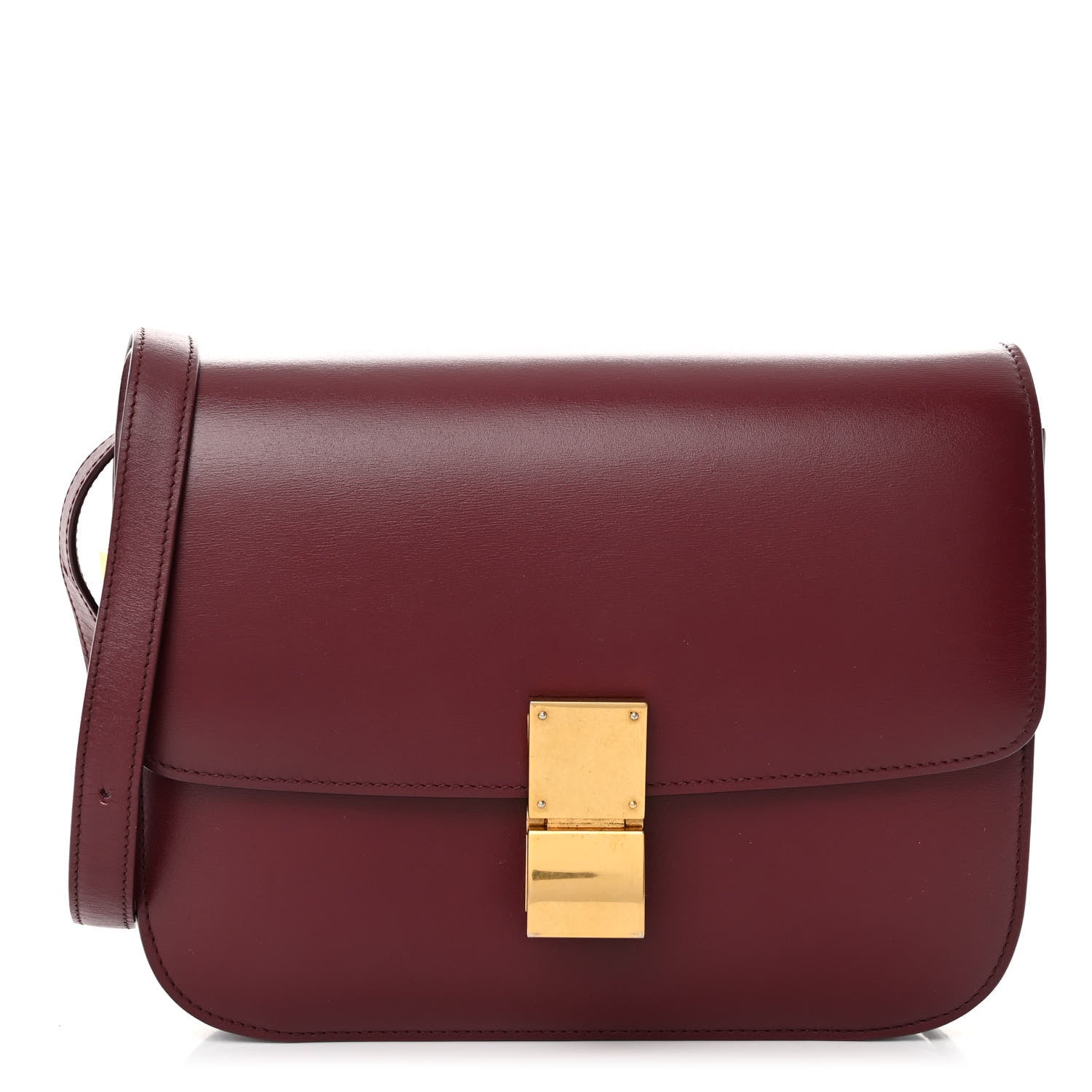 Celine Box Calfskin Medium Classic Box Flap Bag Burgundy 1 of 11