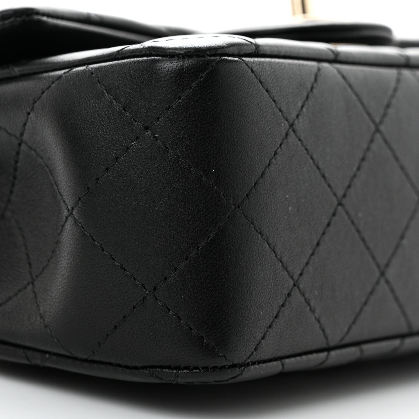 Lambskin Quilted Mini Top Handle Rectangular Flap Black