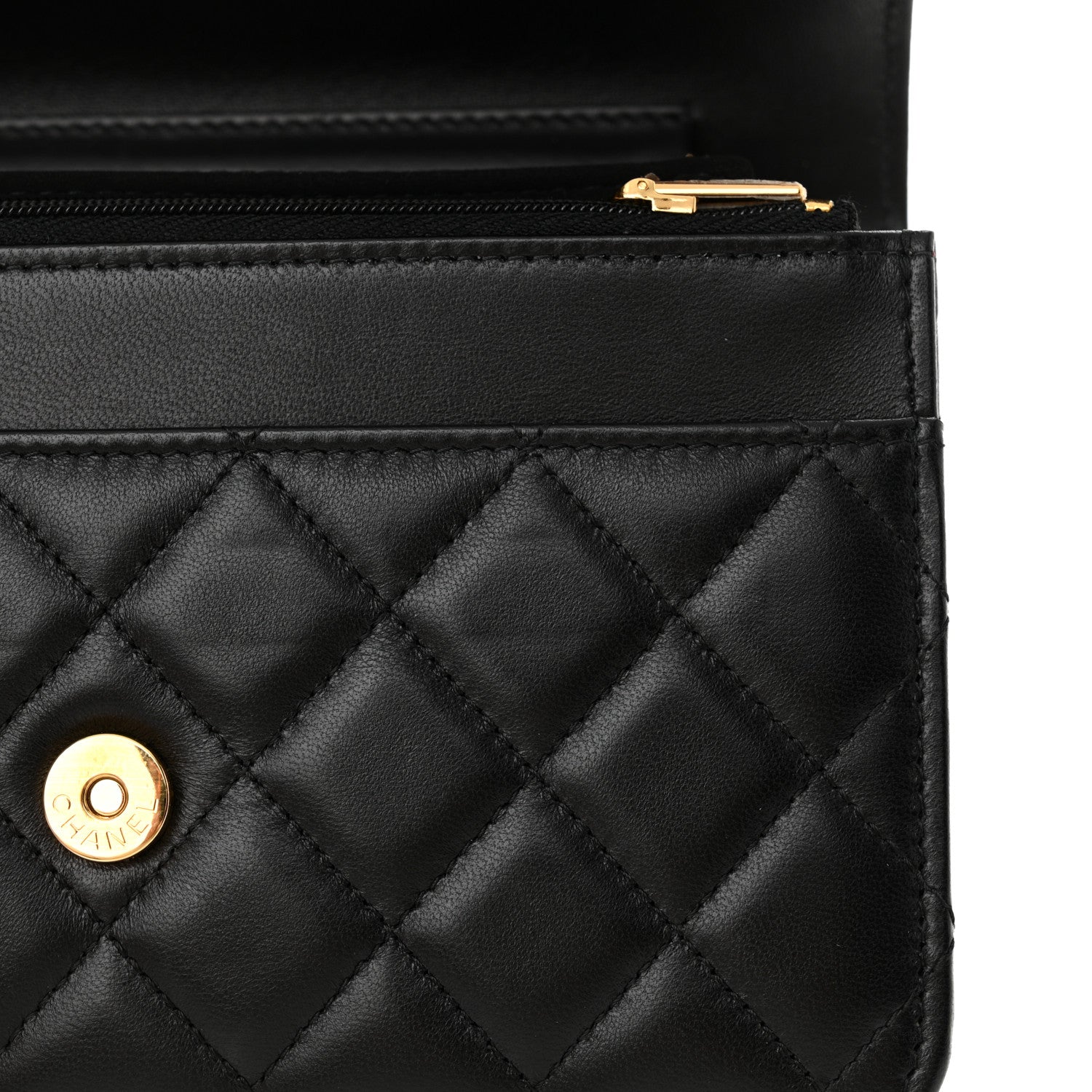 Chanel Lambskin Quilted Wallet On Chain WOC Black 12 of 14