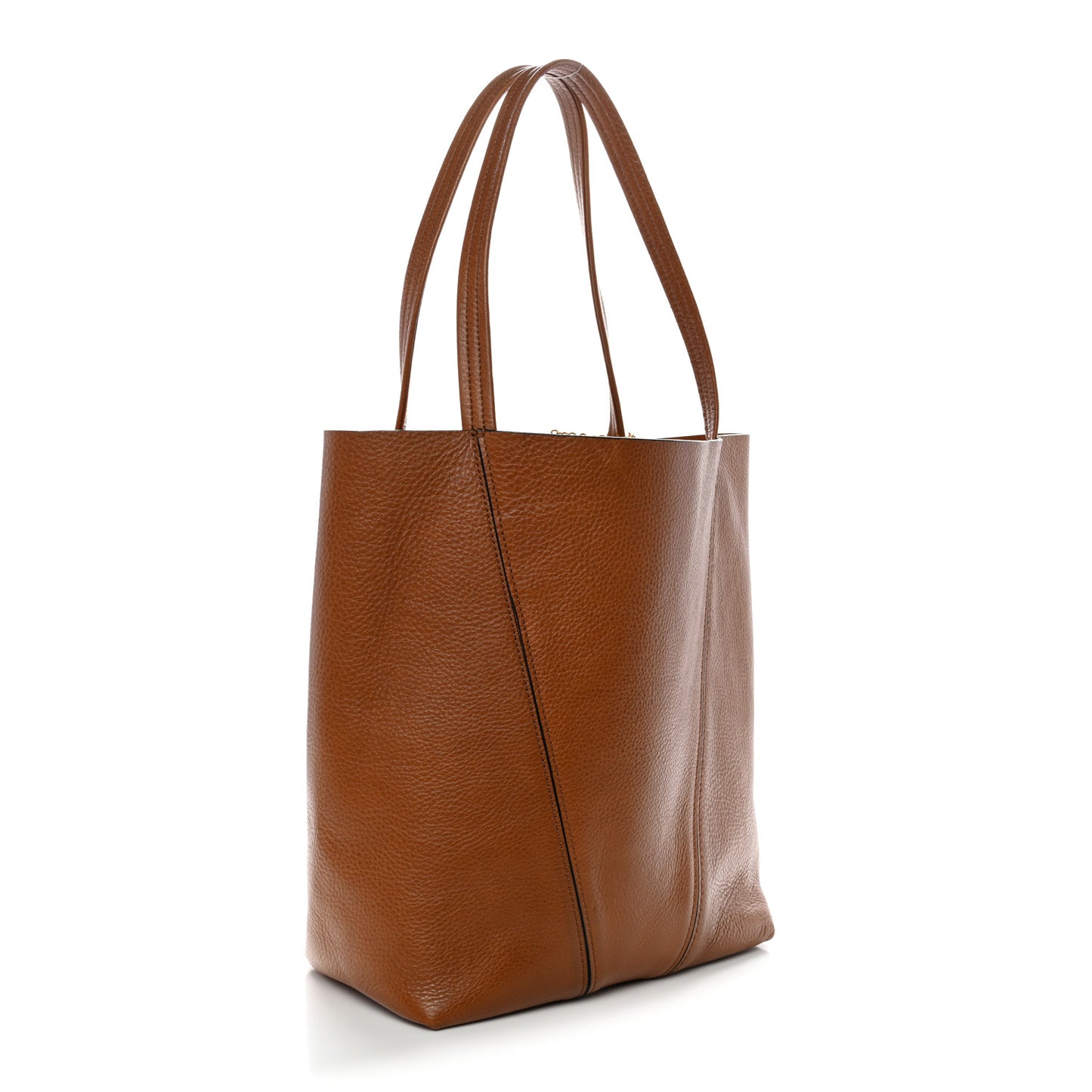 Grained Calfskin Medium Spin Tote Clay Brown