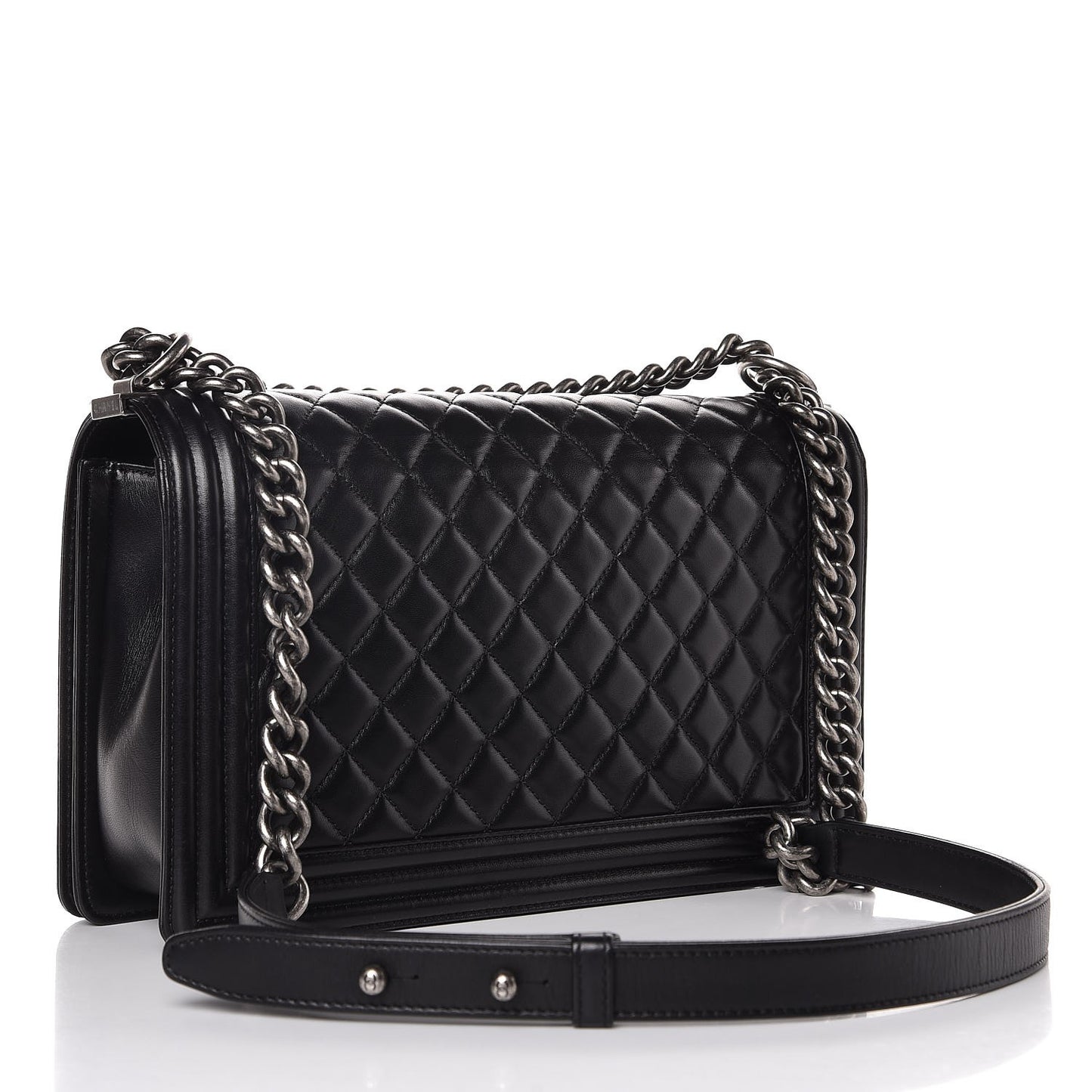 Lambskin Quilted New Medium Boy Flap Black