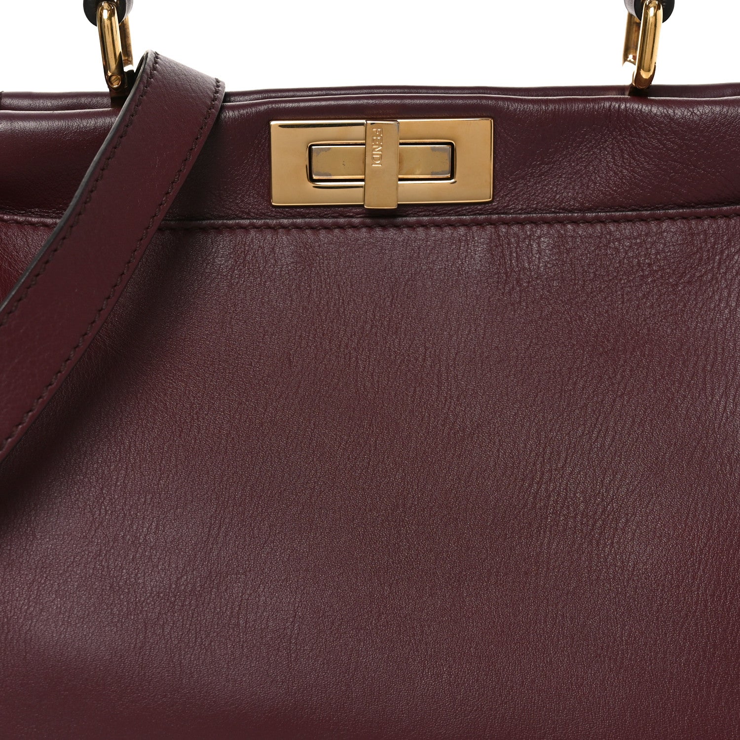 Fendi Vitello Seta Waves Bi-Color Medium Peekaboo Iconic Satchel Bordeaux Latte 8 of 10