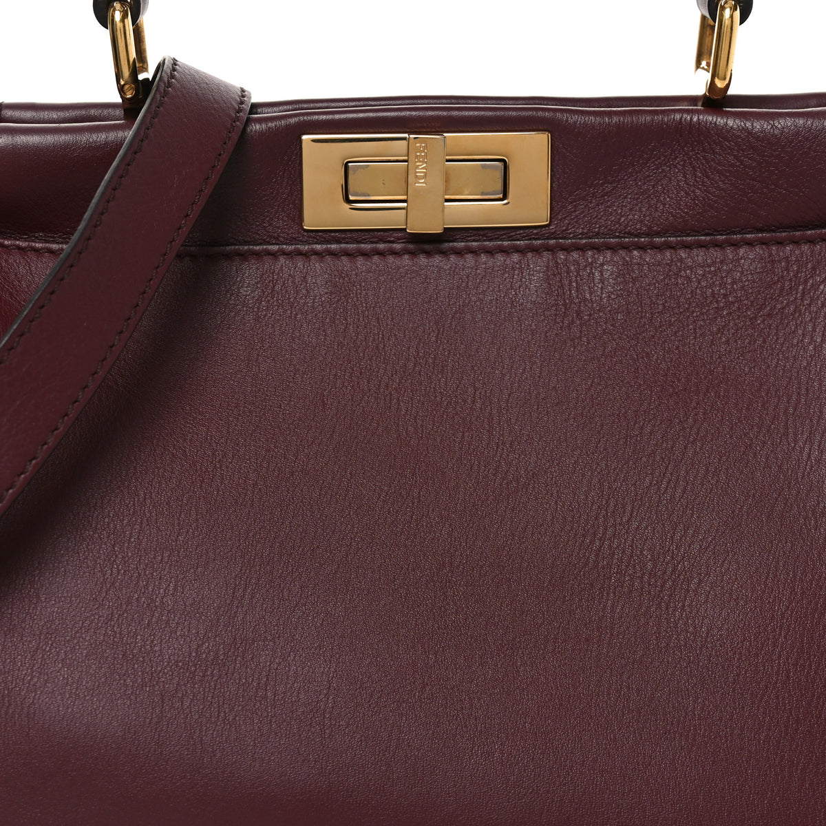 Fendi Vitello Seta Waves Bi-Color Medium Peekaboo Iconic Satchel Bordeaux Latte 8 of 10