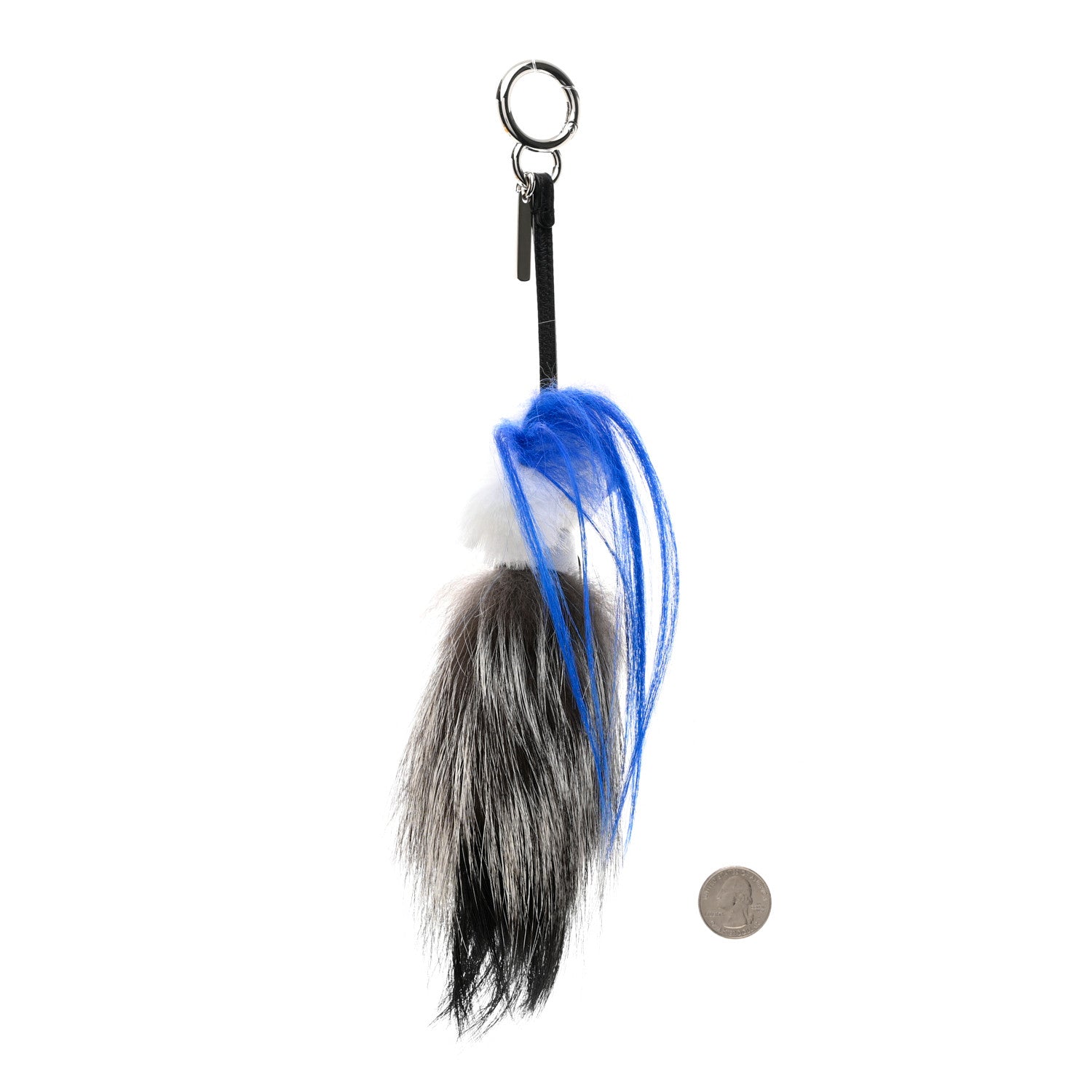 Fendi Mink Fox Goat Fur Karlito Bag Charm Blue 2 of 6