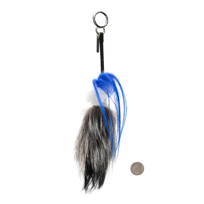 Fendi Mink Fox Goat Fur Karlito Bag Charm Blue 2 of 6