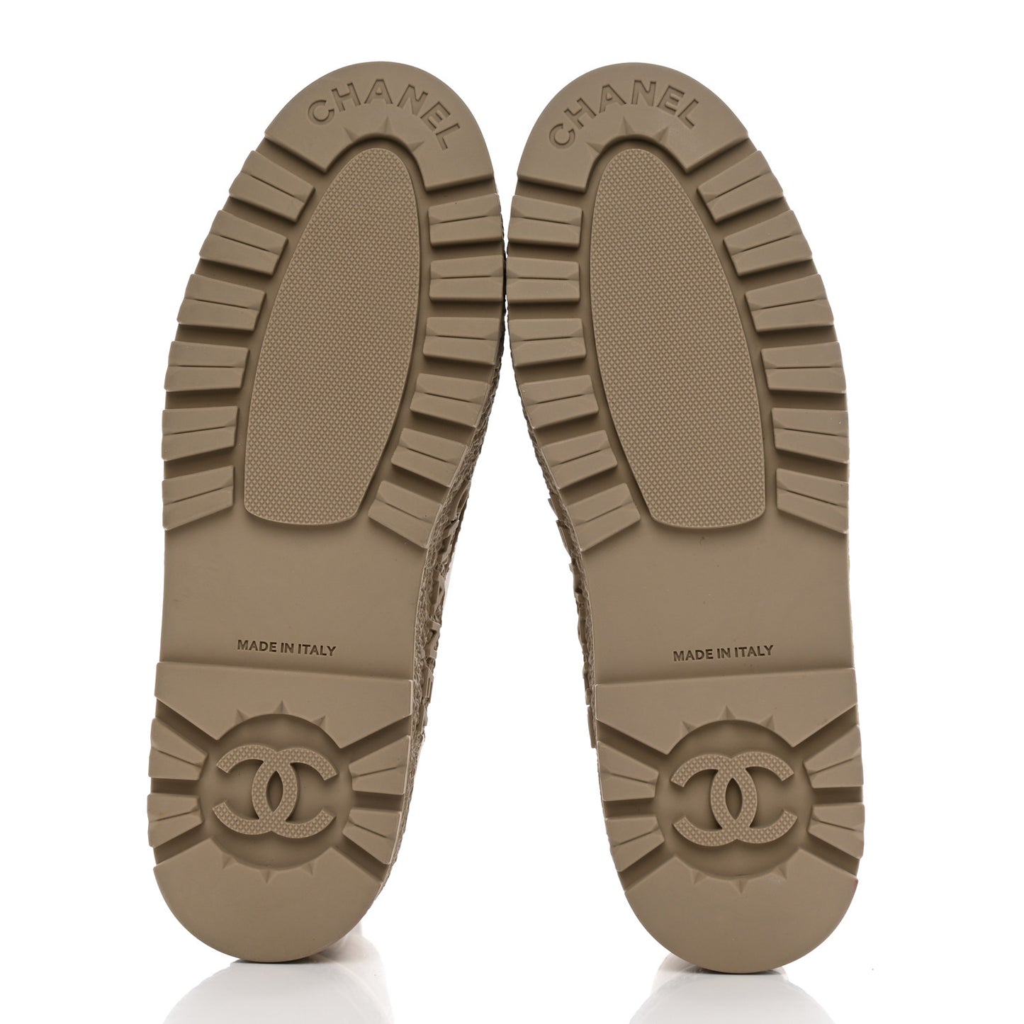 Calfskin CC Turnlock Lace Up Boots 38.5 Beige