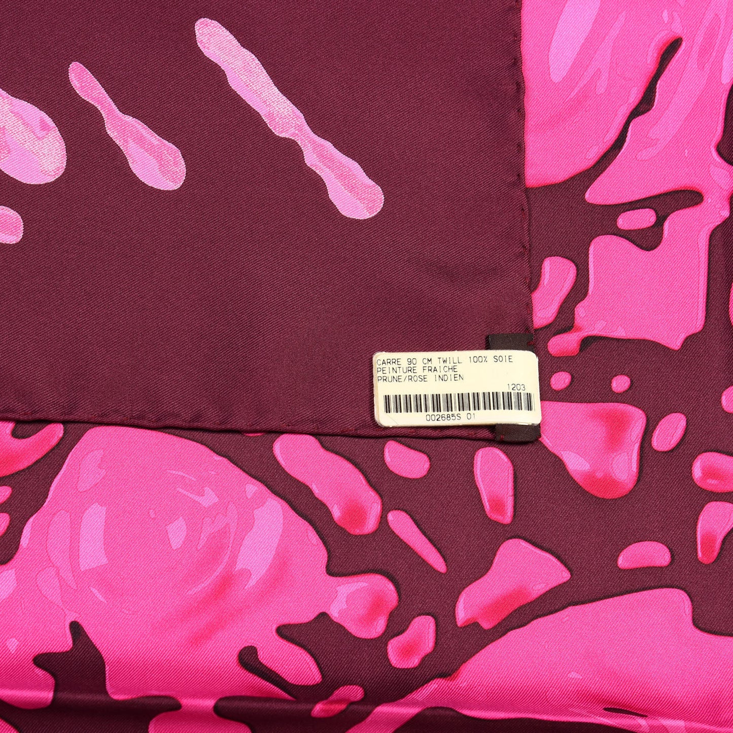 Silk Peinture Fraiche Scarf 90 Prune Rose Indien