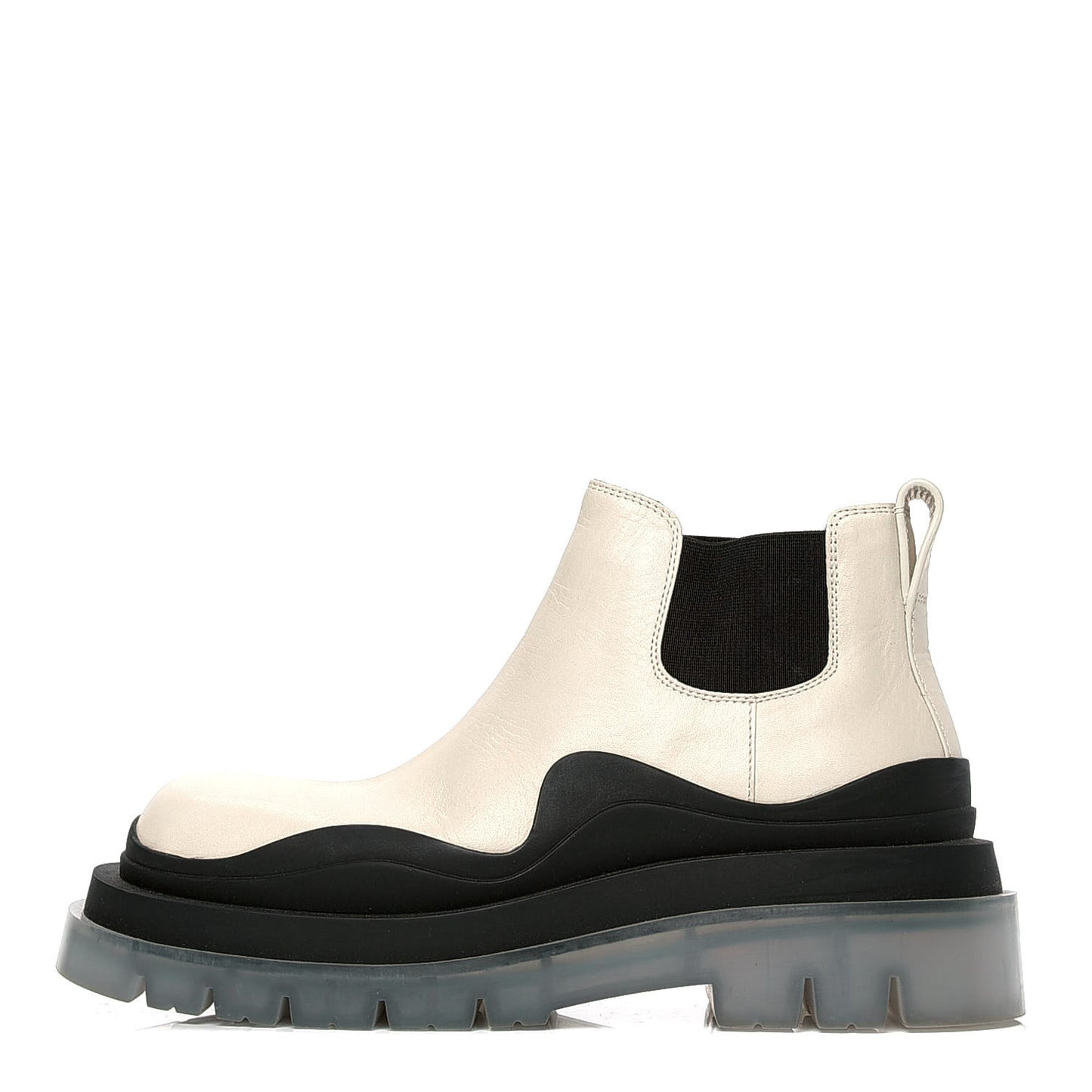 Calfskin The Tire Cropped Chelsea Boots 37 Wax Black Transparent