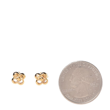 Louis Vuitton Brass Flower Full Stud Earrings Gold 2 of 3