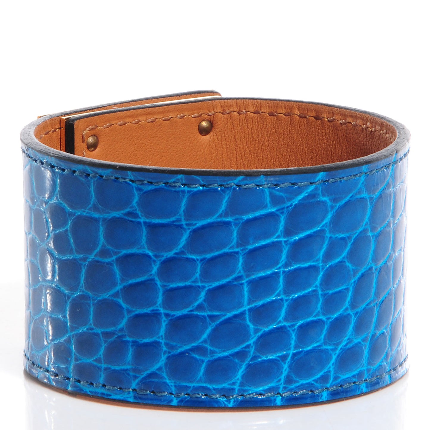 Shiny Alligator Kelly Dog Cuff Bleu Izmir