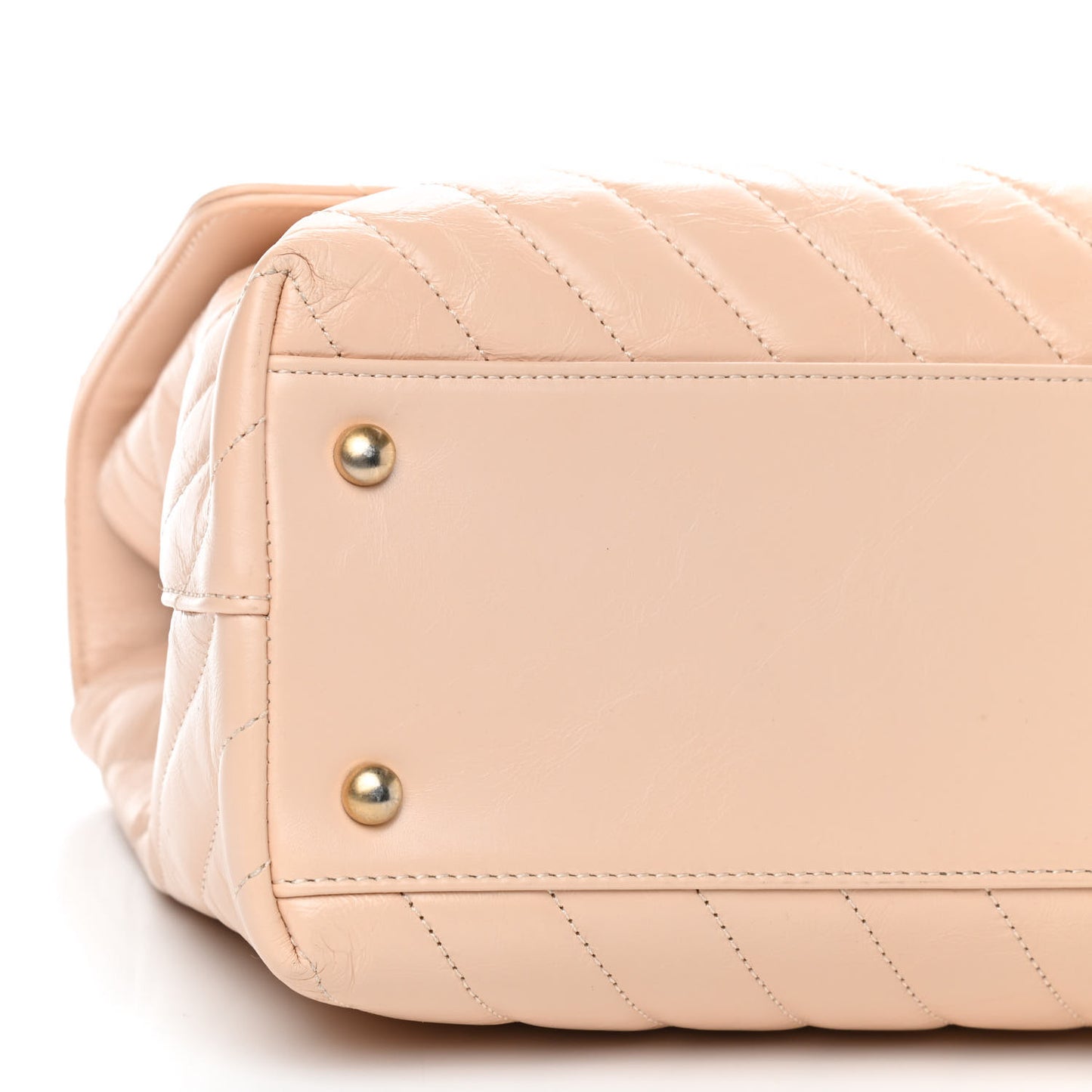 Calfskin Chevron Quilted Medium Coco Handle Flap Beige