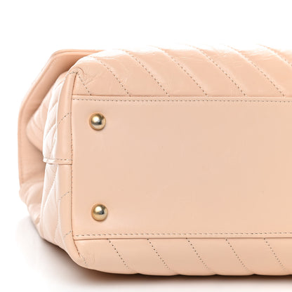 Chanel Calfskin Chevron Quilted Medium Coco Handle Flap Beige 8 of 11