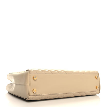 Saint Laurent Grain De Poudre Matelasse Chevron Monogram Shopping Bag Nude Powder 4 of 15