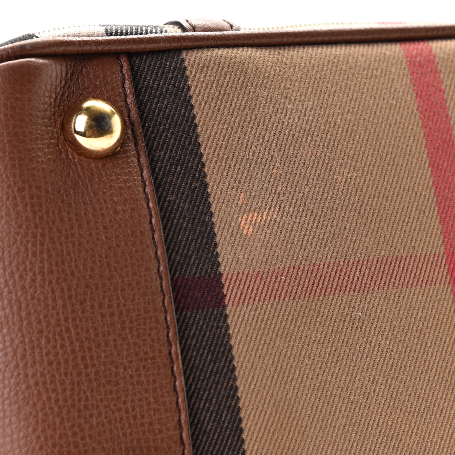 Burberry Derby Calfskin House Check Medium Milverton Satchel Tan 7 of 8