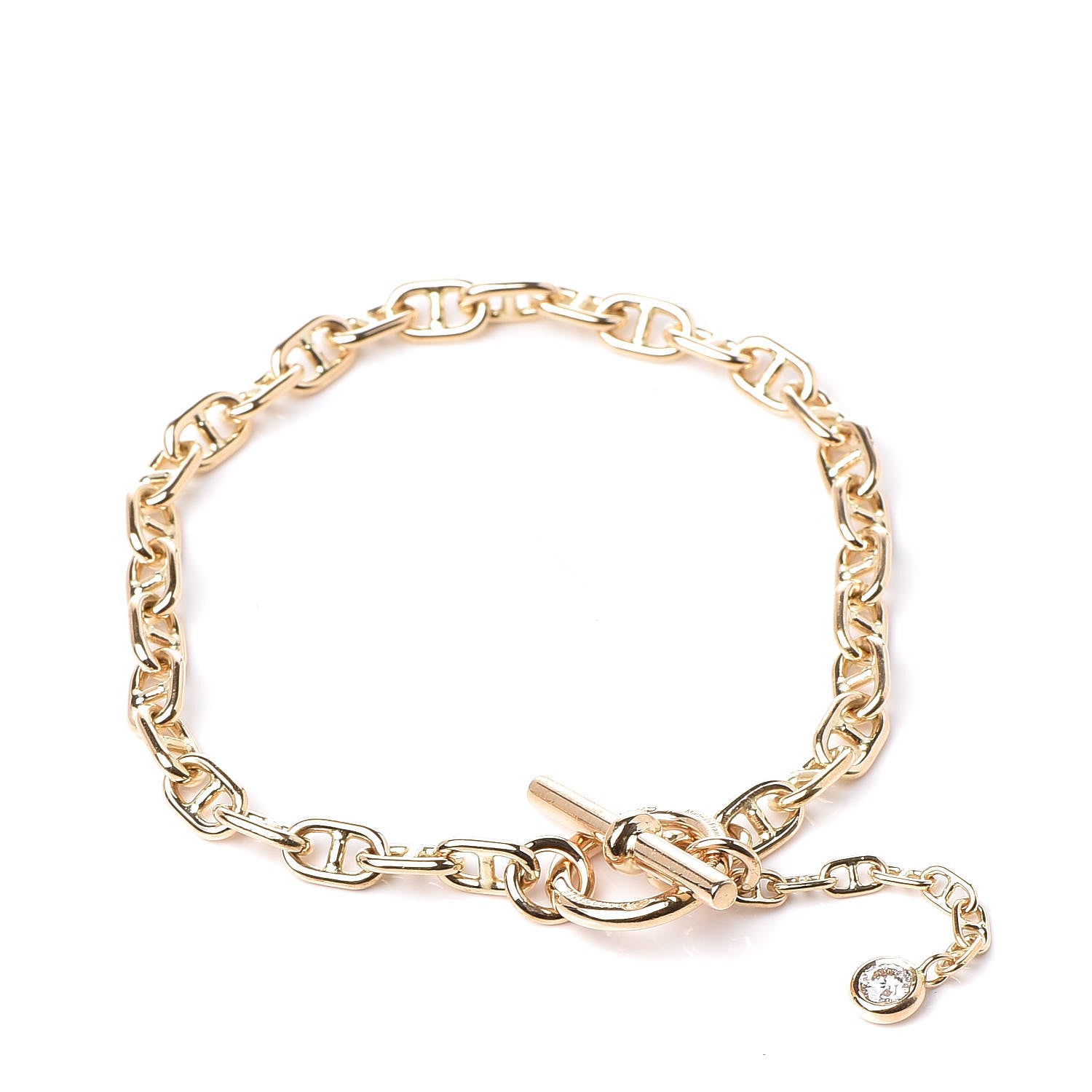 Hermes 18K Yellow Gold Diamond Chaine d'Ancre Enchainee Bracelet XS 1 of 4