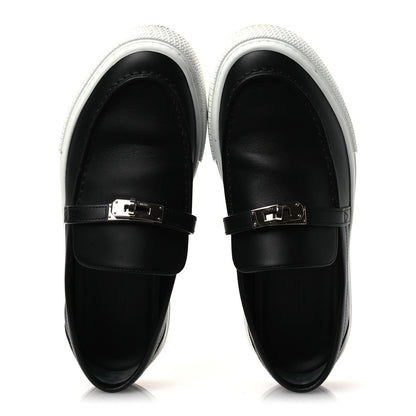 Hermes Calfskin Game Slip On Sneakers 39.5 Black 2 of 12