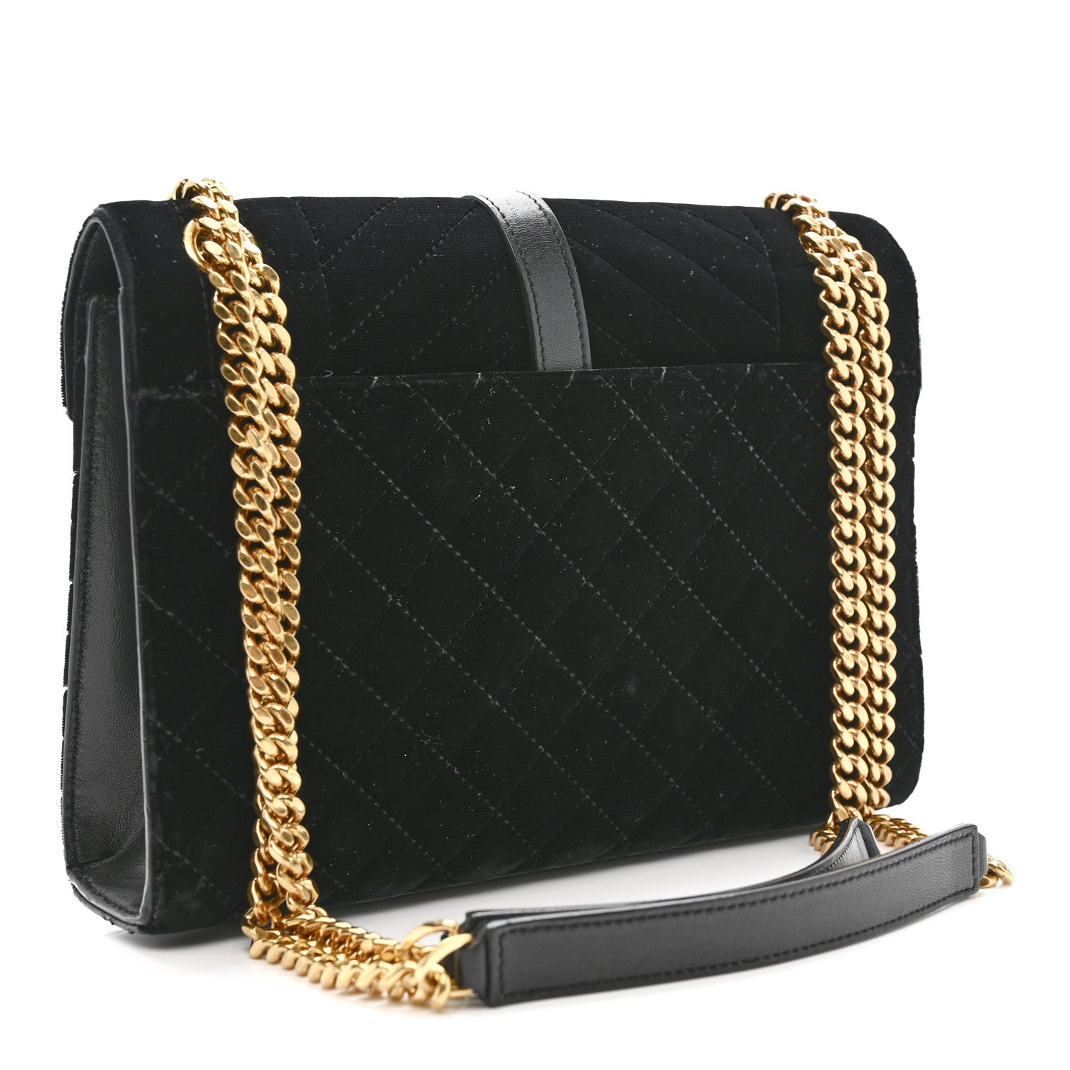 Saint Laurent Velvet Tri-Quilt Monogram Medium College Bag Black 3 of 13