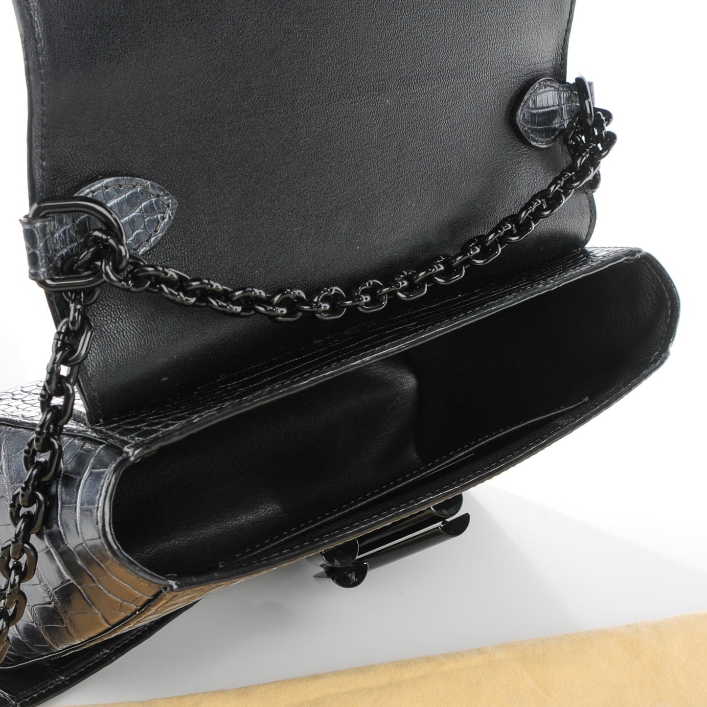 Crocodile Twist Shoulder Bag MM Black
