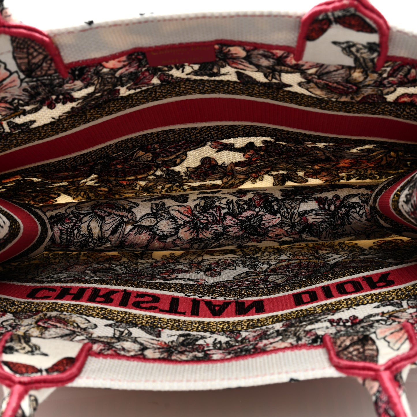 Canvas Embroidered Medium Butterfly Print Book Tote Multicolor