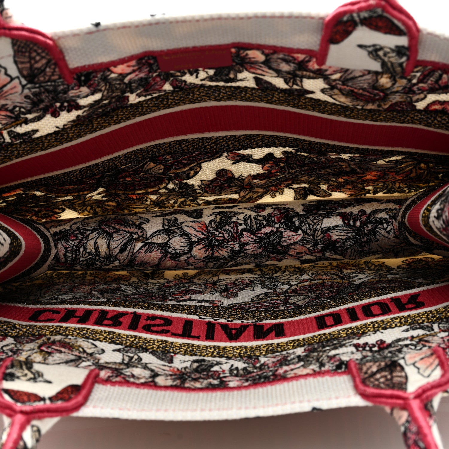 Christian Dior Canvas Embroidered Medium Butterfly Print Book Tote Multicolor 5 of 8