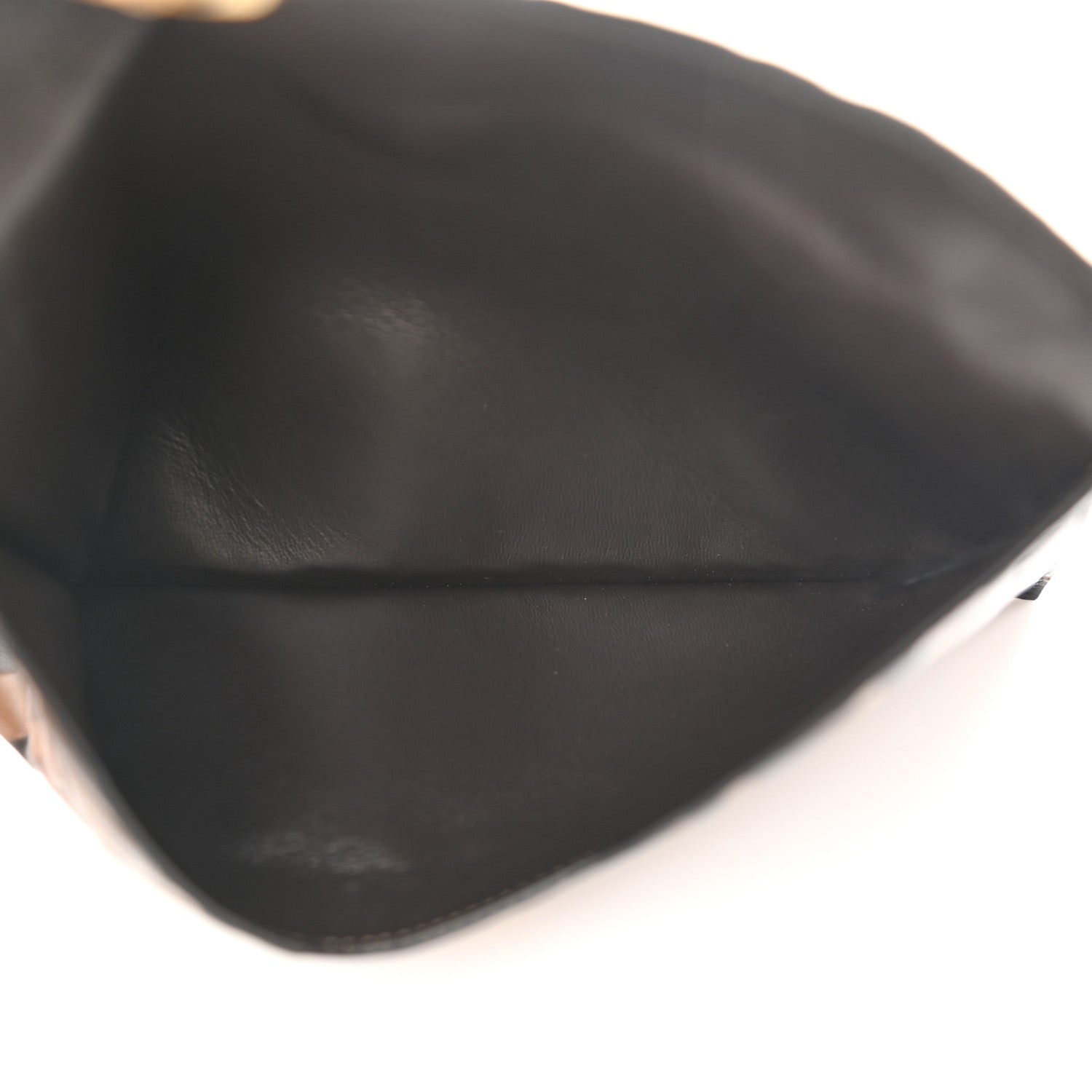 Fendi Vitello Soft F is Fendi Bi-Color FF 1974 Embossed Envelope Pouch Maya Black 5 of 8