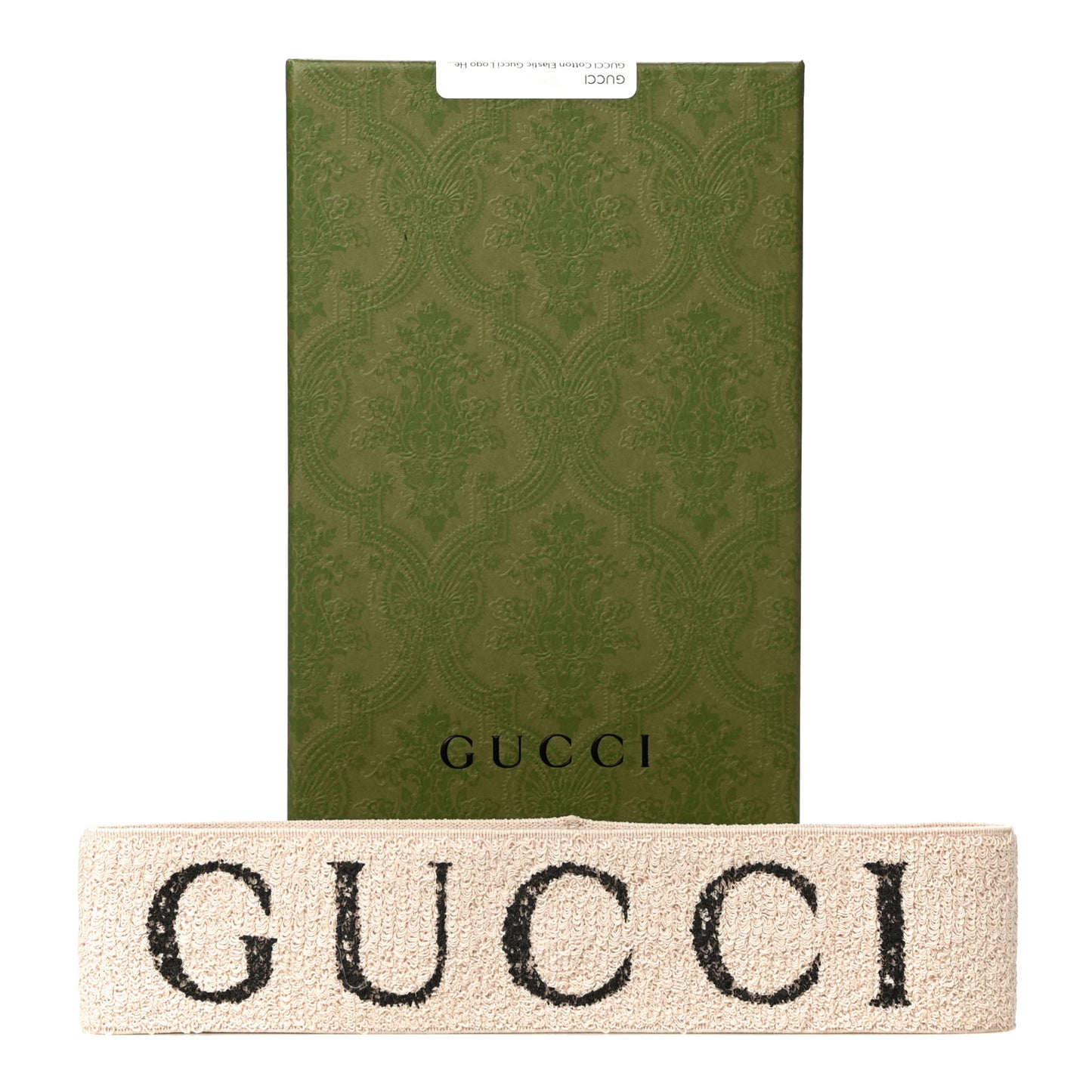 Cotton Elastic Gucci Logo Headband White