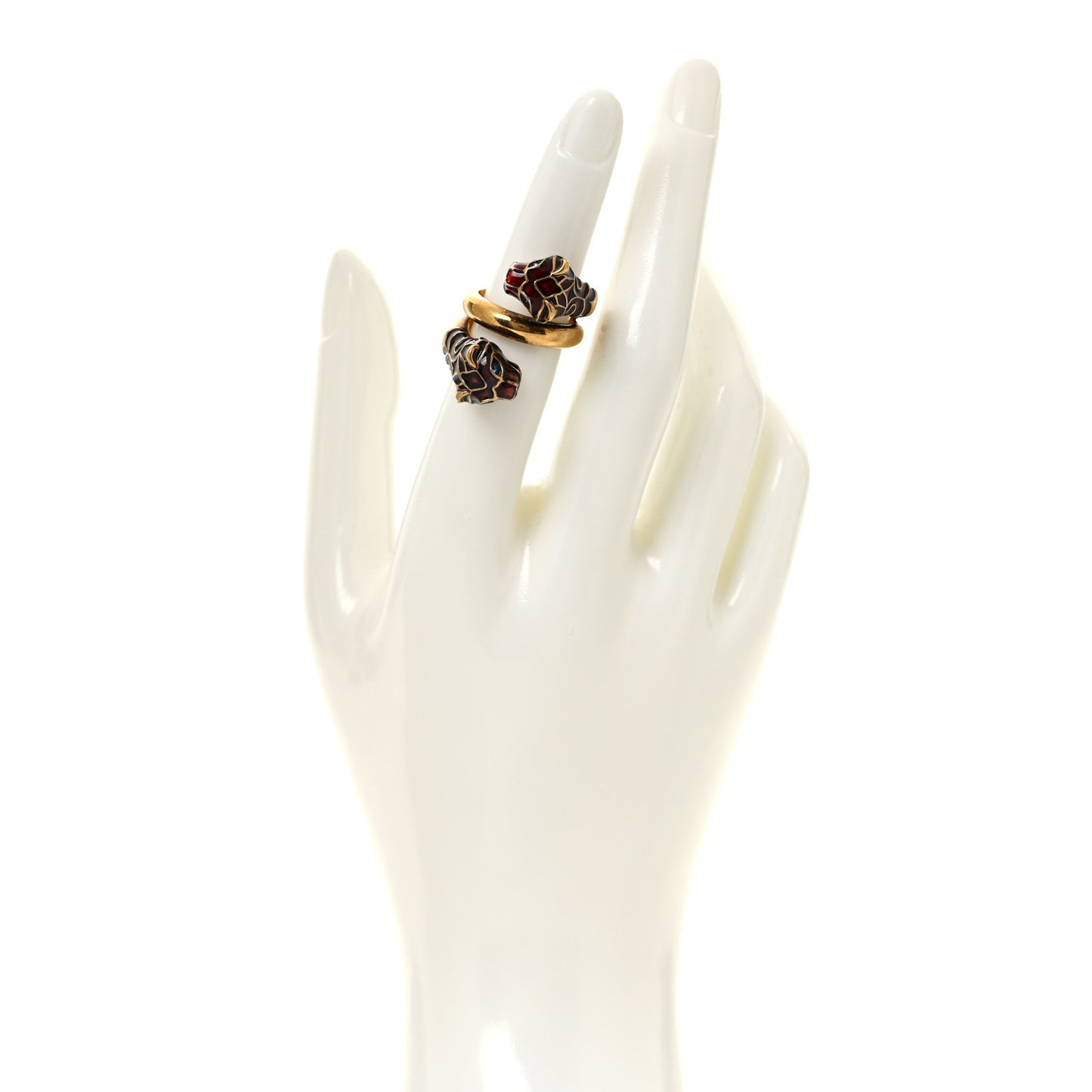 Tiger Heads Double Wrap Ring 49 5 Aged Gold Red