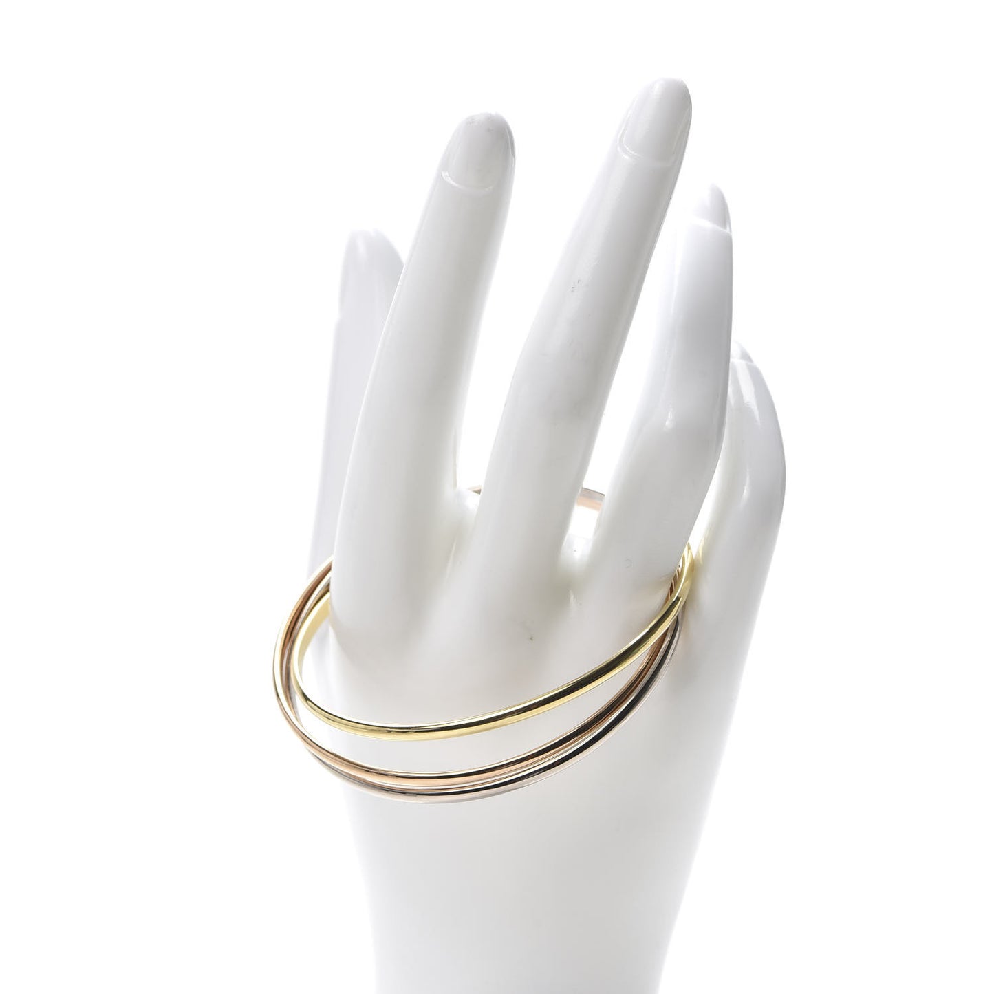 18K Pink Yellow White Gold Trinity Bangle Bracelet 17
