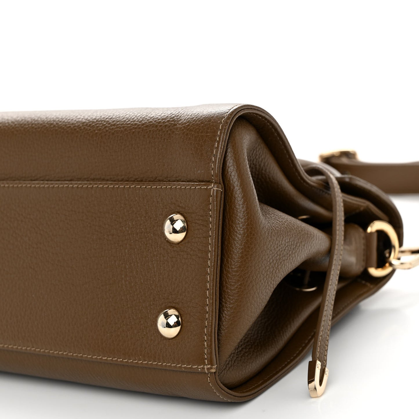 Grainy Calfskin Rosalie Satchel Dark Brown