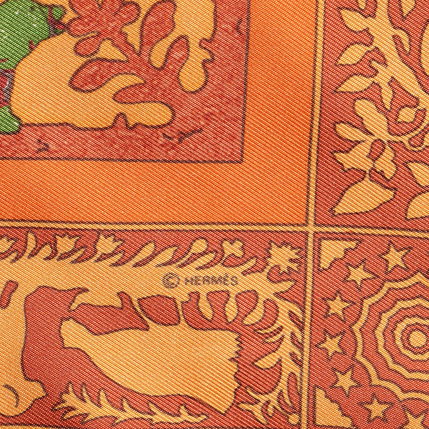 Hermes Silk Early America Pocket Square Scarf 5 of 7