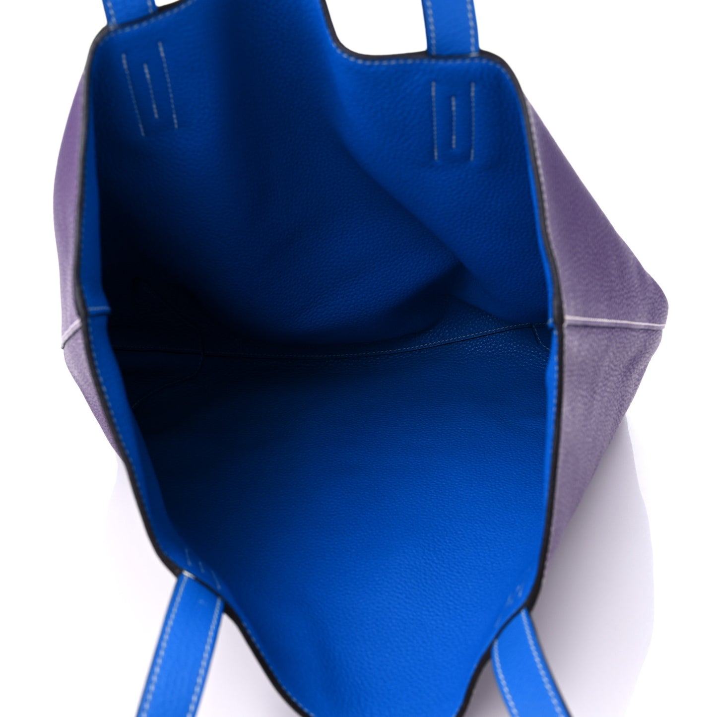 Taurillon Clemence Double Sens 45 Reversible Tote Bleu Zanzibar Ultraviolet