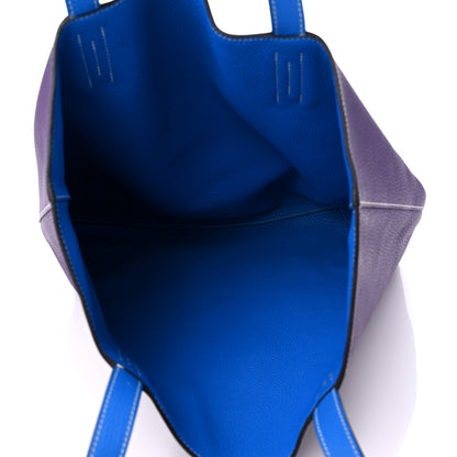 Hermes Taurillon Clemence Double Sens 45 Reversible Tote Bleu Zanzibar Ultraviolet 4 of 15