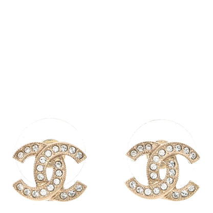 Chanel Crystal Mini Timeless CC Earrings Gold 1 of 5
