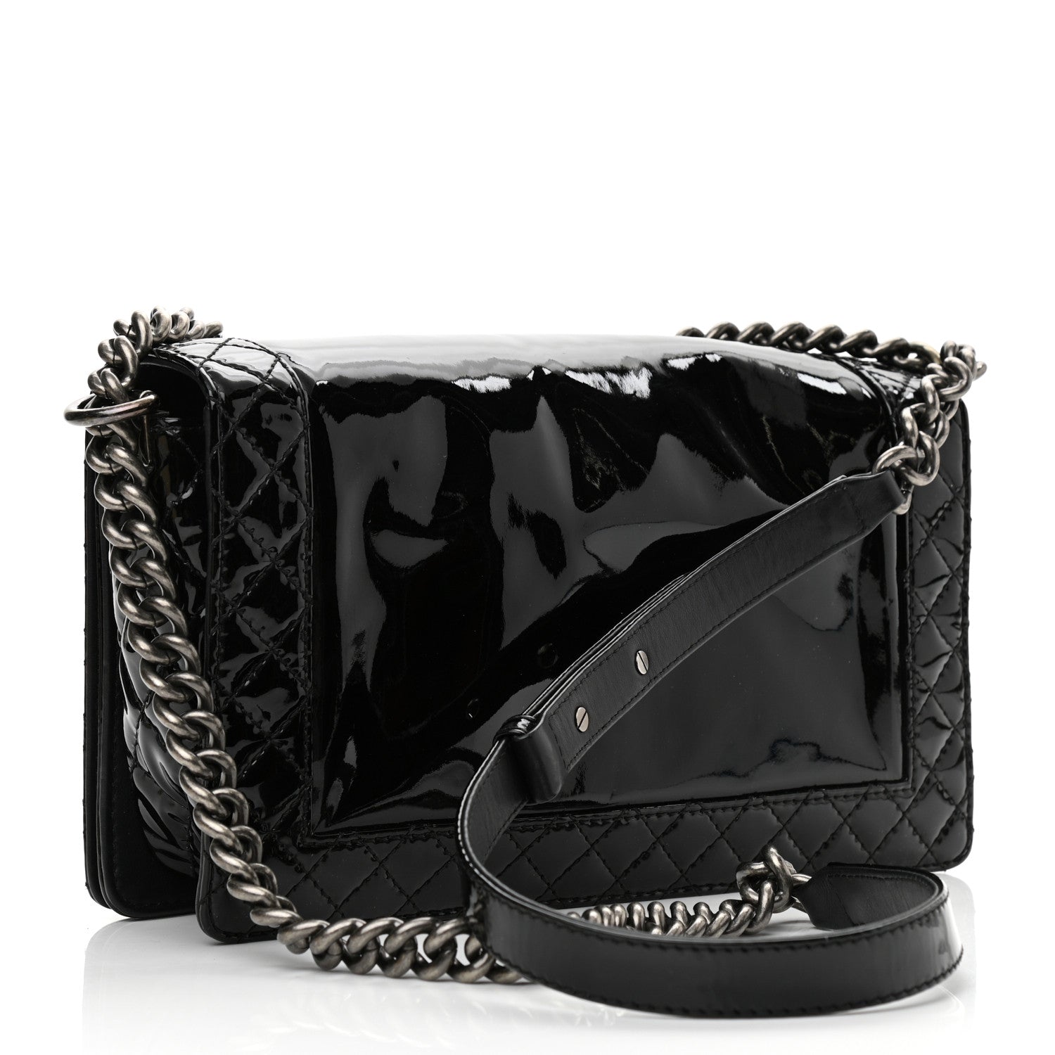 Chanel Patent New Medium Boy Reverso Flap Black 3 of 11