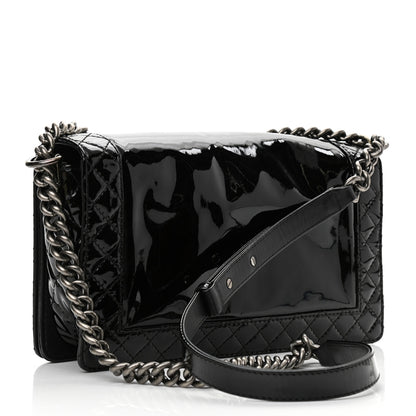 Chanel Patent New Medium Boy Reverso Flap Black 3 of 11